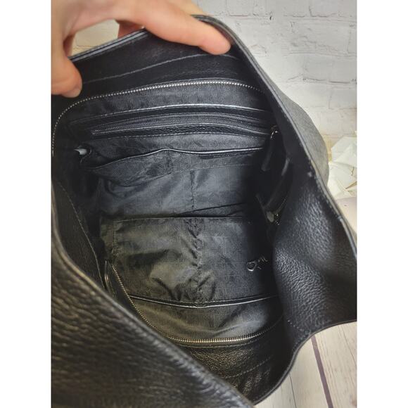 Michael Kors Fulton Pebbled Black Soft Leather Medium Shoulder Bag Handbag - Picture 6 of 10